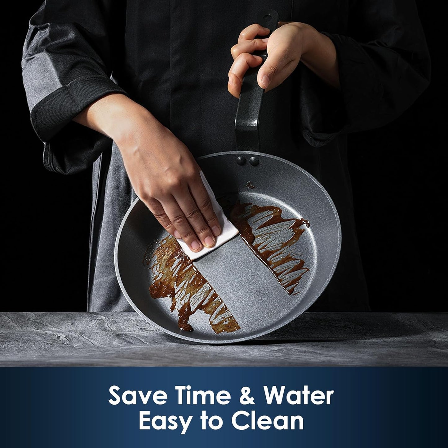 SENSARTE Nonstick Frying Pan Set 2-Piece, Oven Safe Skillets with Swiss Coating, Induction Compatible Chef Pan Set, Dishwasher Safe Cooking Pans, PFOA PFOS Free, 8 and 10 Inch