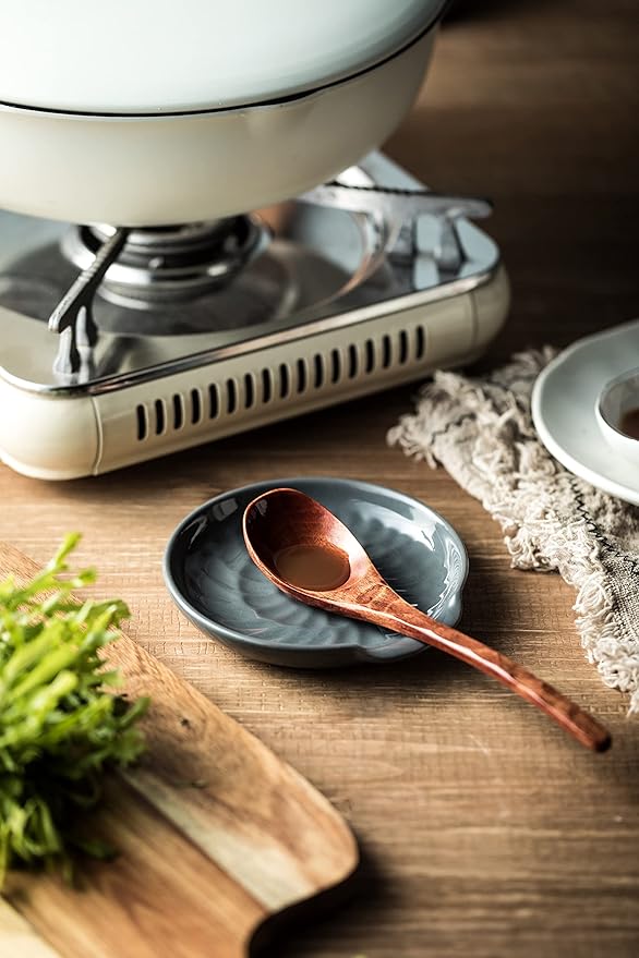 Spoon Rest for Stove Top, Cooking Spoon Holder for Kitchen Counter, Modern Farmhouse Decor Utensil Rest for Spoons, Ladles Tongs Spatula, Dark Gray