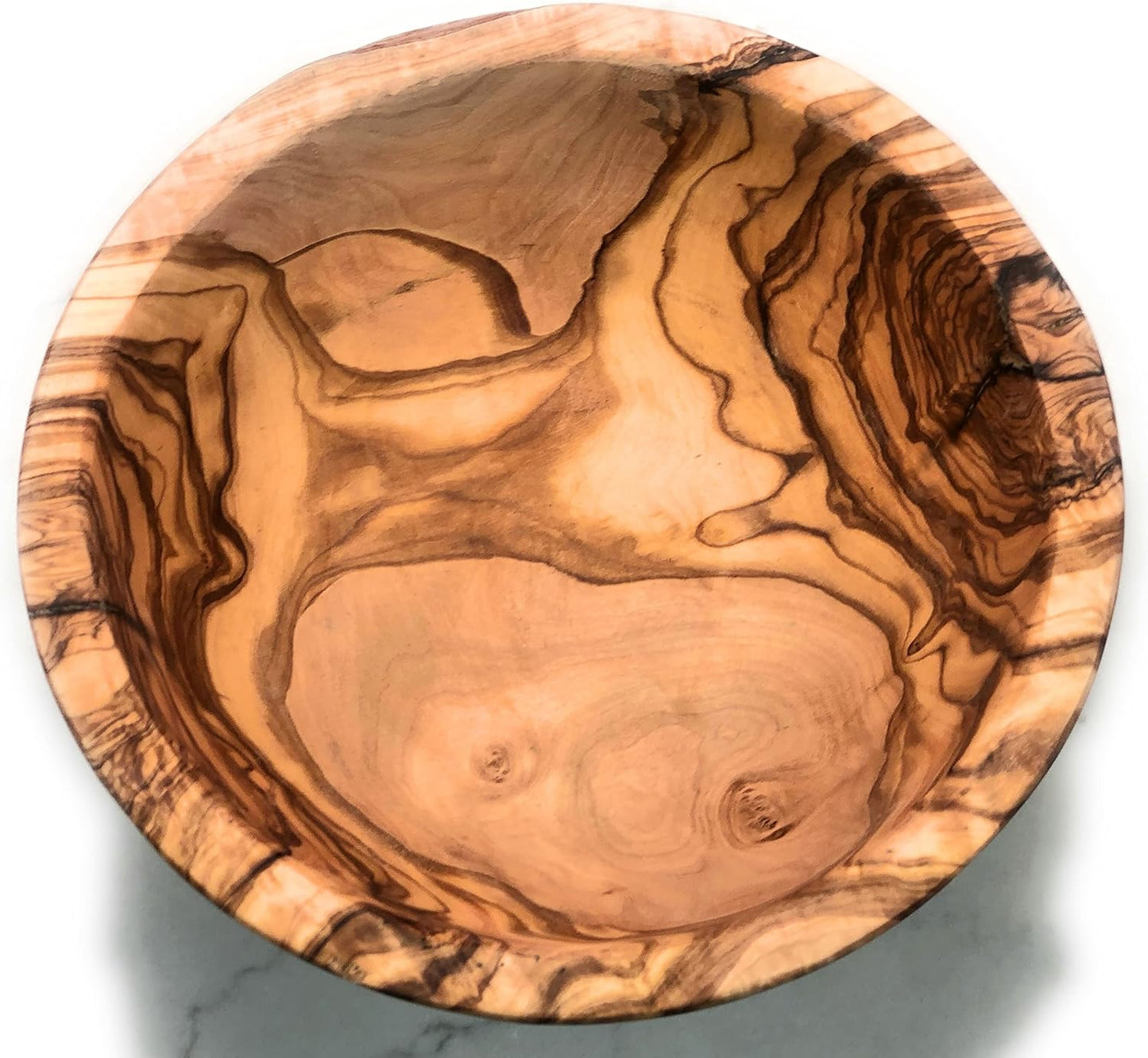 10" Artisan Olive Wood Serving Bowl Exotic Centerpiece or Serving Piece for Salads, Fruit, Snacks. In Sm 6", Med 7", Lg 8", Lg++ 10", XL 11", XXL 12", XXXL 13".(Large++ 10 inch)