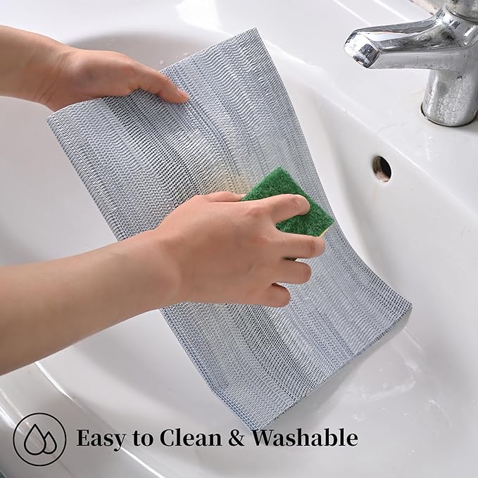 Leetaltree LightSteel Blue Placemats Set of 12 - Heat Resistant Non-Slip Place mats for Dining Table, Washable Durable PVC Vinyl Woven Table Mats（LightSteel Blue, 12）