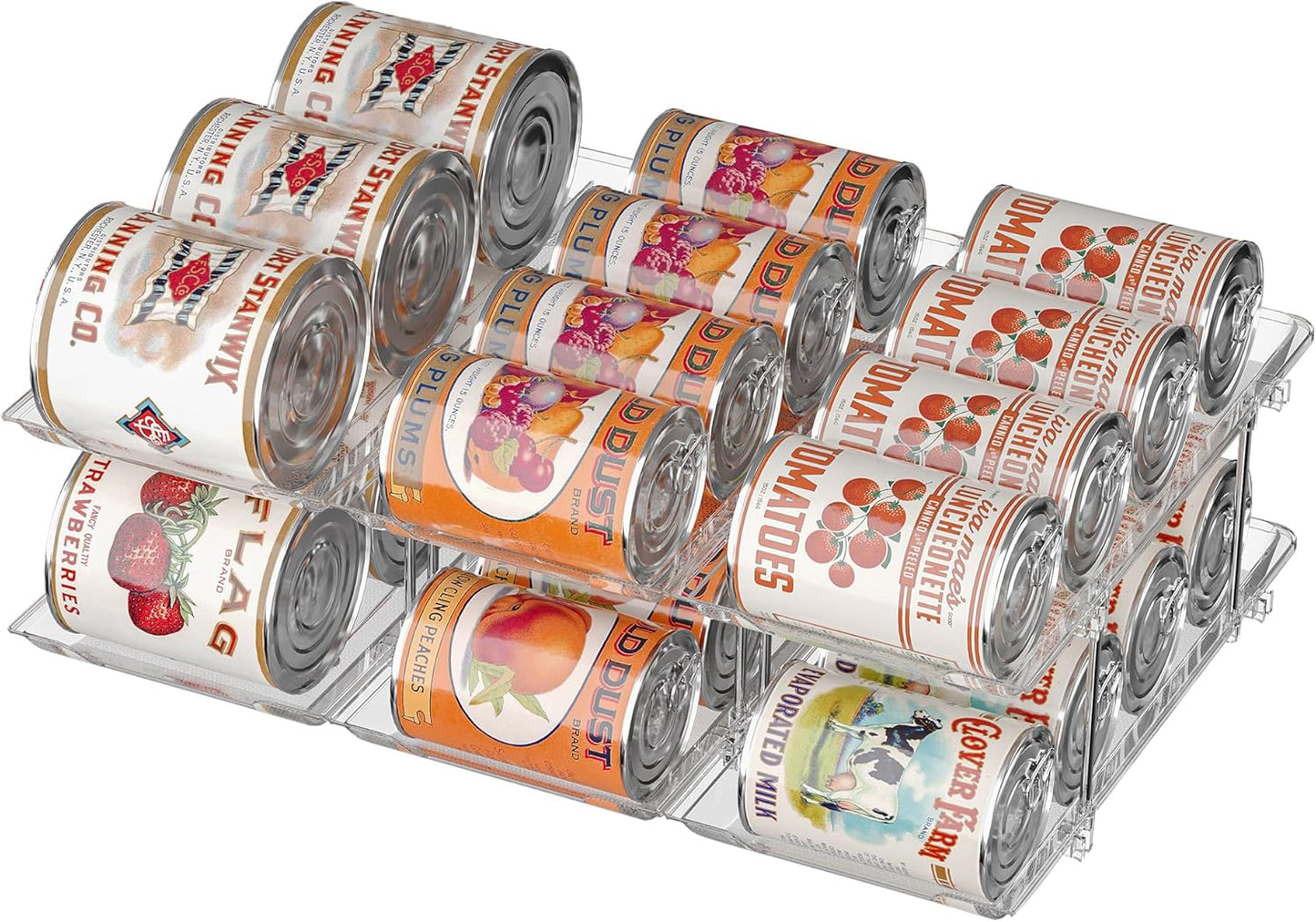 Can Organizer for Pantry Soda Can Organizer Automatic Rolling Food Pantry Storage Rack Can Dispenser for Fridge Holds 24 Cans, Fits 5.8-Inch Soda and Can, Set of 6