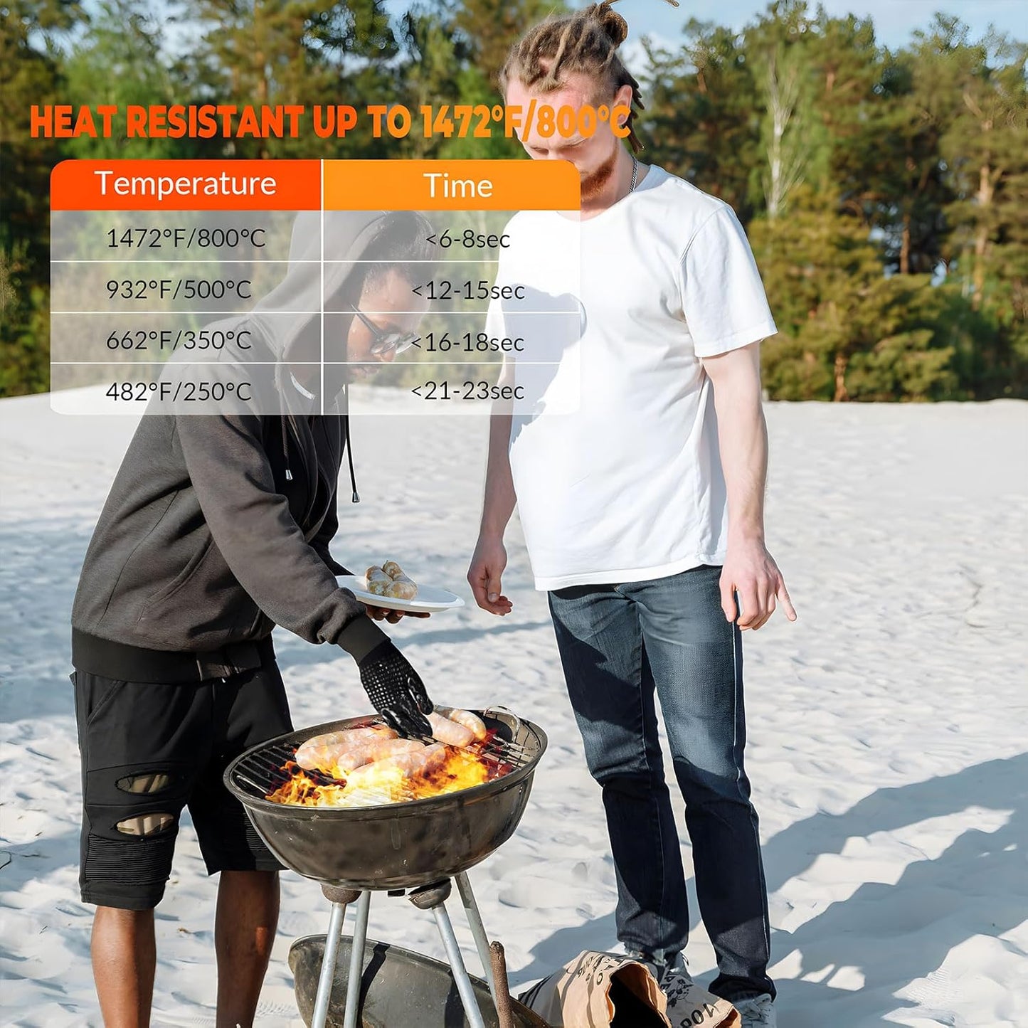 1 Pair Grill Oven Mitts, 1472°F Heat Resistant BBQ Gloves for Cooking, Non-Slip Silicone Oven Gloves, Barbecue Grill Gloves BBQ Mitts (Black-Flame Pattern)