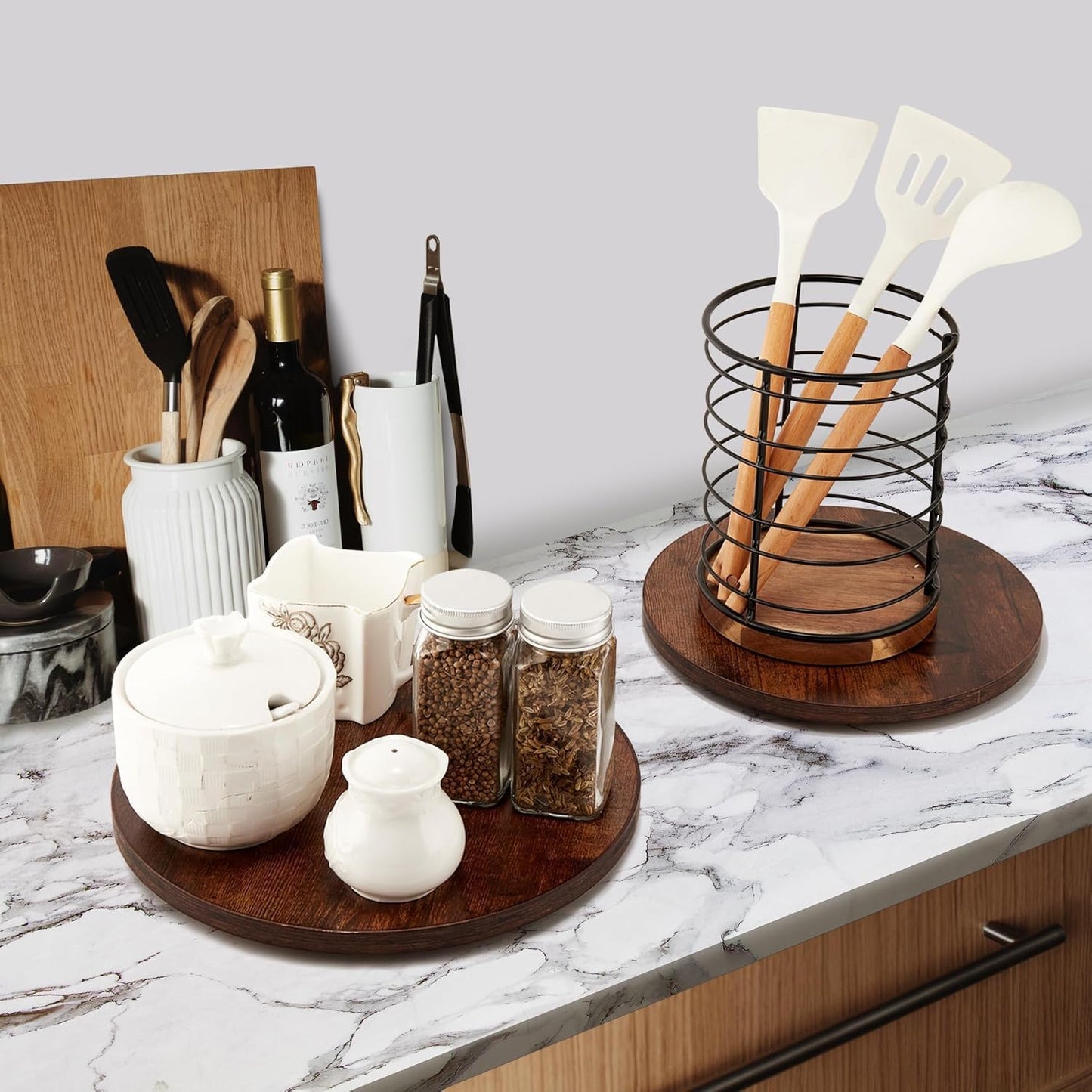 9-inch Lazy Susan Organizers, ACIAZAAZ Lazy Susan Turntable for Cabinet, Kitchen Turntable Storage for Table, Countertop, Pantry