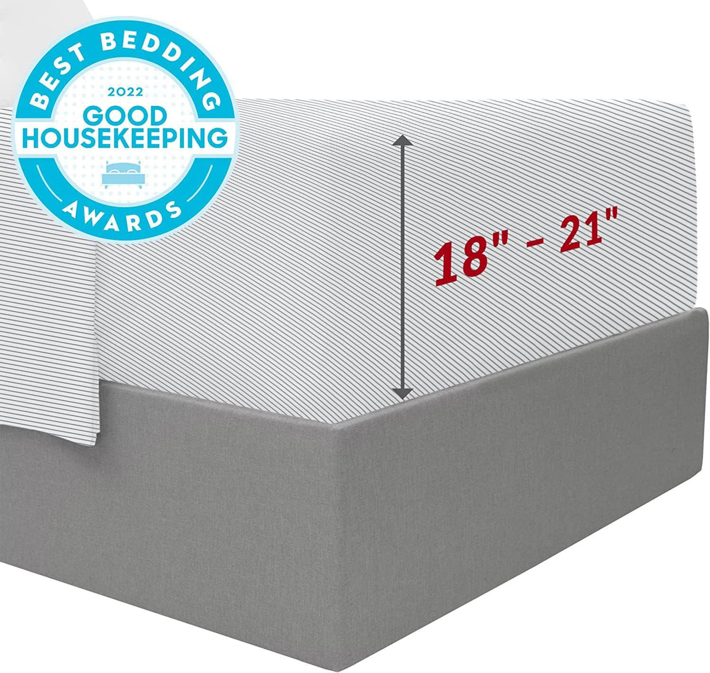 Mellanni Extra Deep Full Sheets - 4 PC Iconic Collection Bedding - Hotel Luxury, Ultra Soft, Cooling Bed Sheets - Wrinkle, Fade, Stain Resistant (Full, Pinstripe Gray)