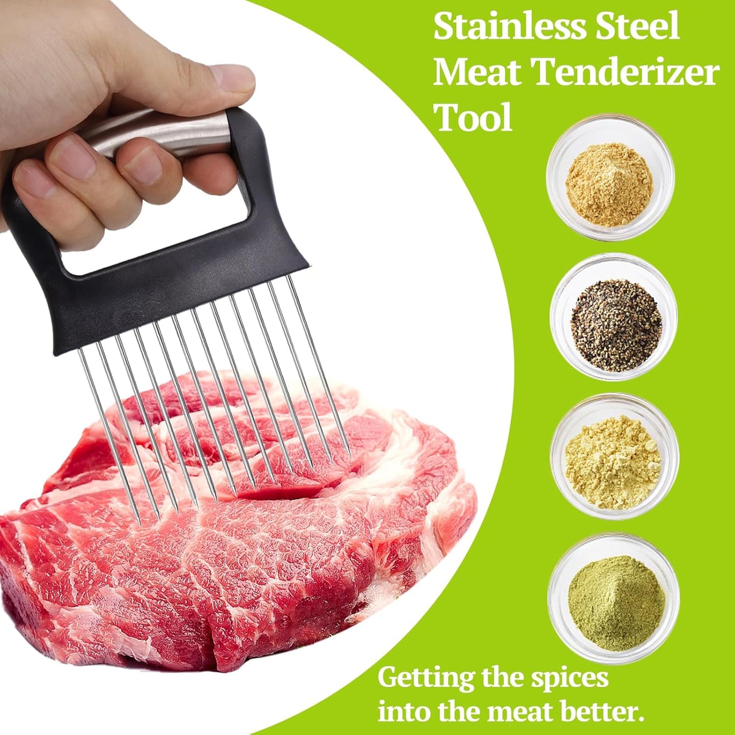 Suuker Onion Holder for Slicing, 2 Pieces Large Onion Cutter Vegetable Chopper, Stainless Steel Tomato Slicer for Potato Lemon, Meat Tenderizer Tool, Kitchen Food Slicer Guide for Neat Slicing