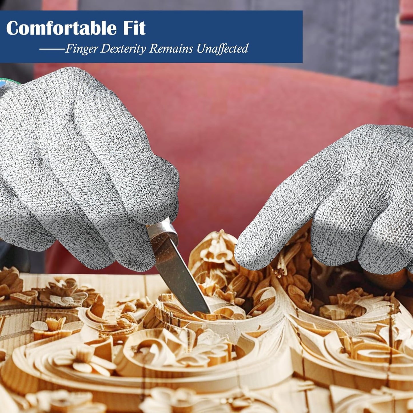 Dowellife Soft Level 9 Cut Resistant Gloves Food Grade, Steel Wire Mixed Kitchen Safety Gloves for Chef Oyster Shucking Mandoline Knife Butcher Meat Cutting Carving (Small)