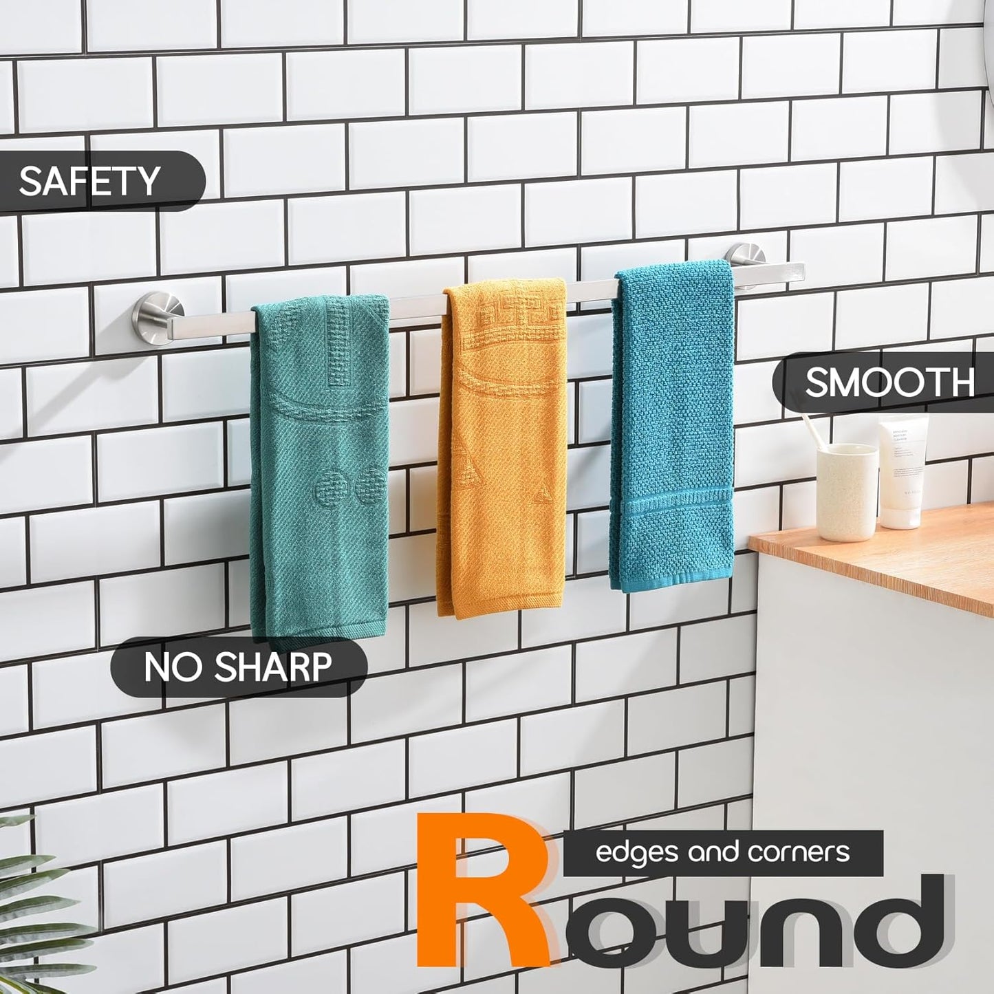 32 Inch Bathroom Towel Bar Bath Towel Rack Kitchen Towel Holder Long Towel Rails Wall Mounted SUS304 Stainless Steel Brushed Nickel AN4001BR-L32