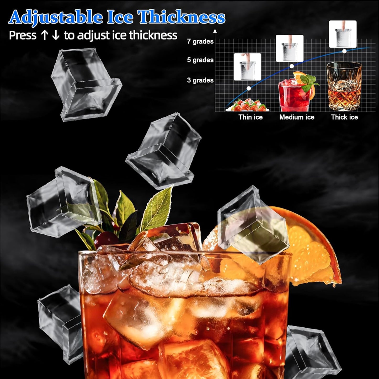 Commercial Spout Drench Ice Maker Machine 150Lbs/24H,Stainless Steel Under Counter Ice Maker 100lbs Storage with 50 Ice Trays,Freestanding Ice Maker Self-Cleaning for Homes Restaurants Bars Cafe