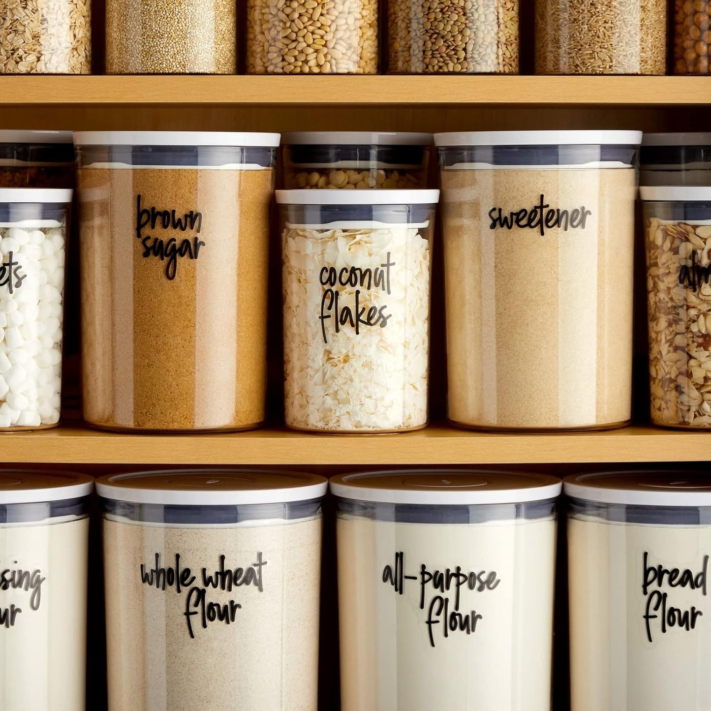 Talented Kitchen Pantry Labels for Food Containers 157 Piece - Preprinted Black Script Kitchen Food Organization Labels for Storage and Jars (Water-Resistant)