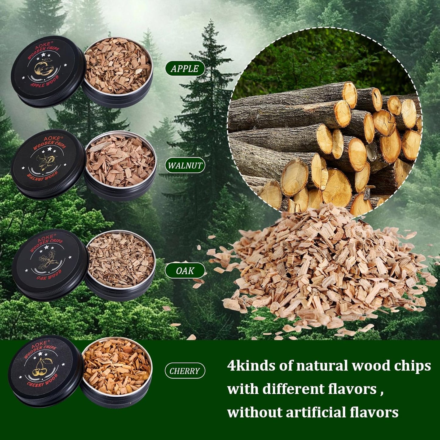 Cocktail Smoker Kit AOKE Metallic Whiskey Smoker Kit with 4 Flavors Wood Chips for Whiskey and Bourbon Old Fashioned Smoker Kit for Enhancing Drink Flavors Whiskey Gifts for Men Father's Day