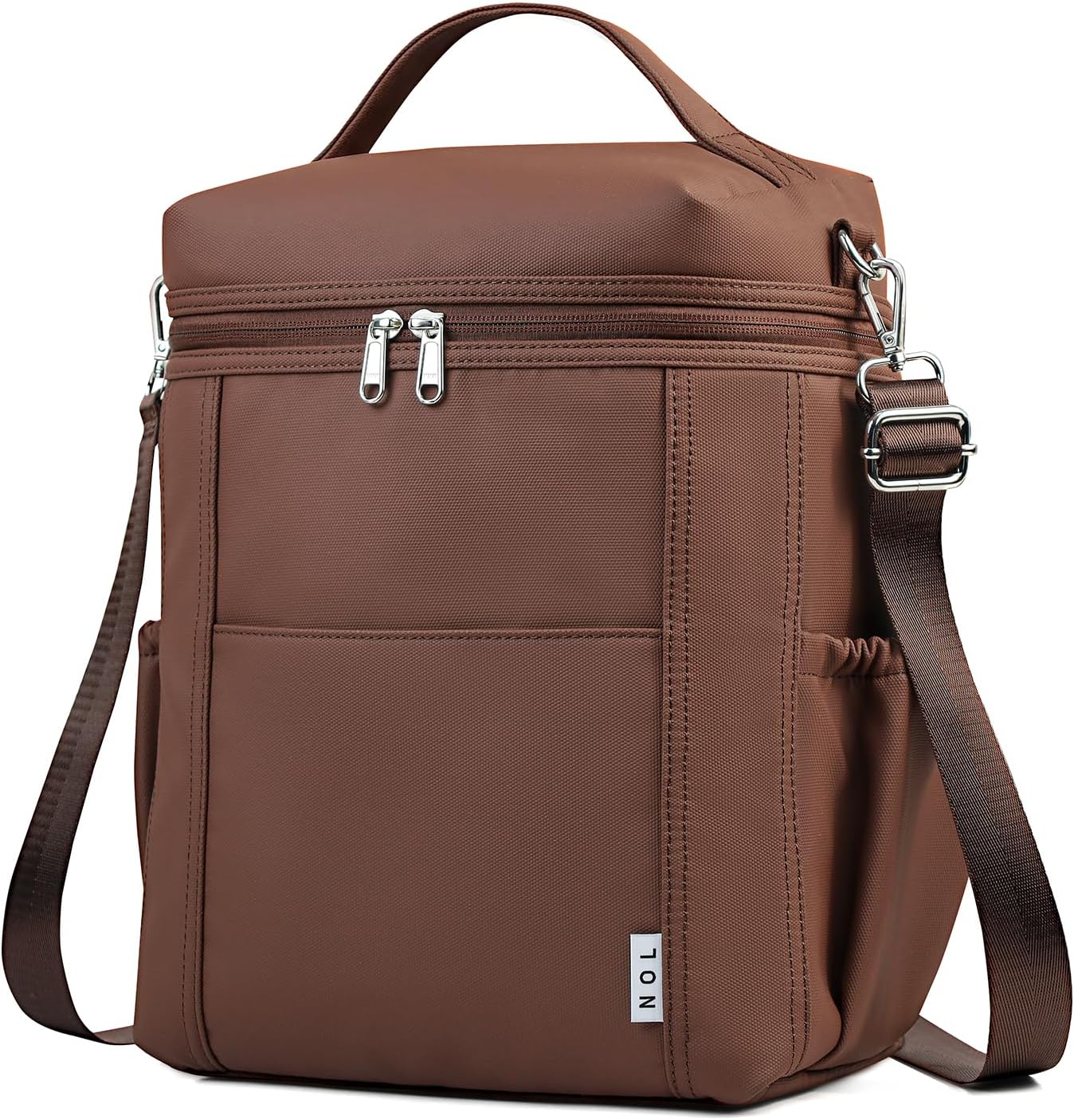 NOL Natural Organic Lifestyle Insulated Lunch Bags for Women Cooler Bag Lightweight Nylon Waterproof Lunch Box For Work (Coffee, Large)