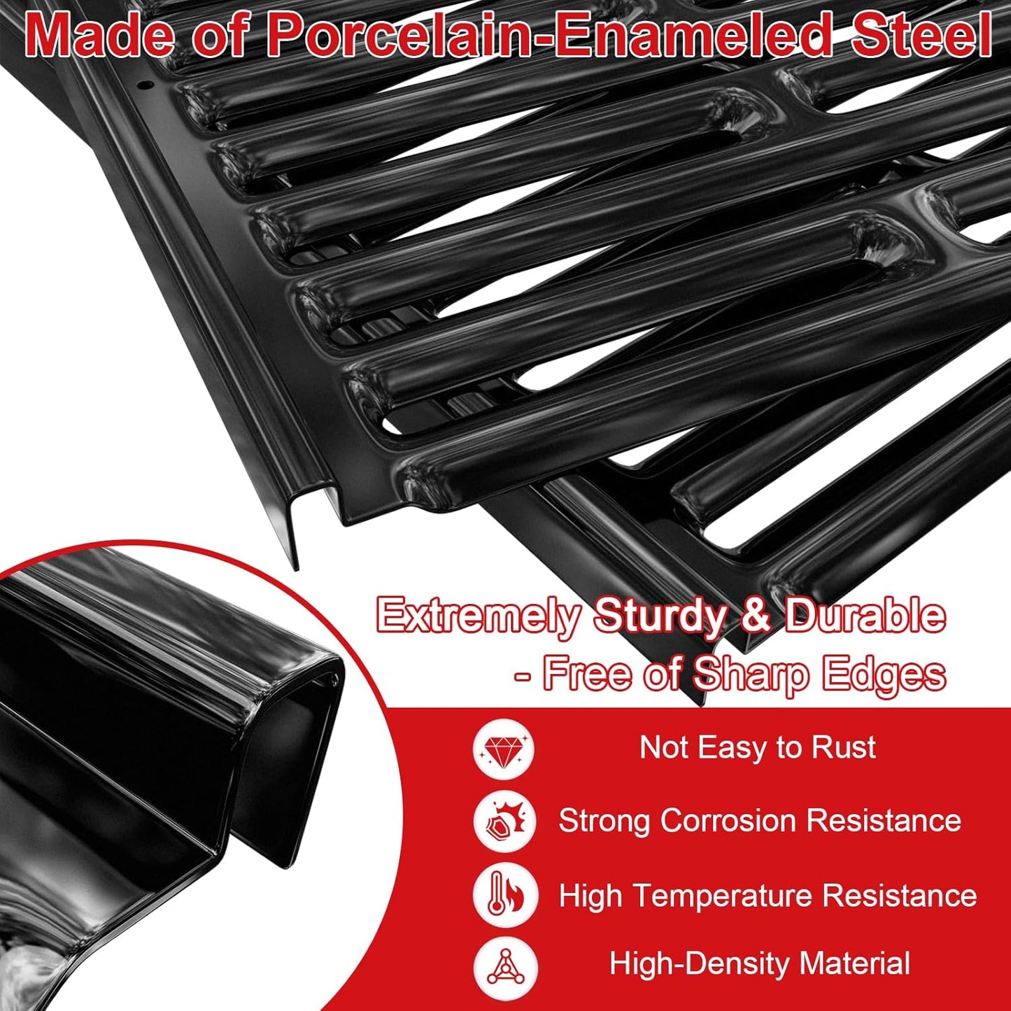 DELSbbq 15 Inch Grill Cooking Grates for Weber Old Spirit 200 with Side Control, Grill Grates for Weber 7523, Spirit E/S 200/210, Spirit 500, Genesis Silver A, Replacement for 7521 7522 65904 65905