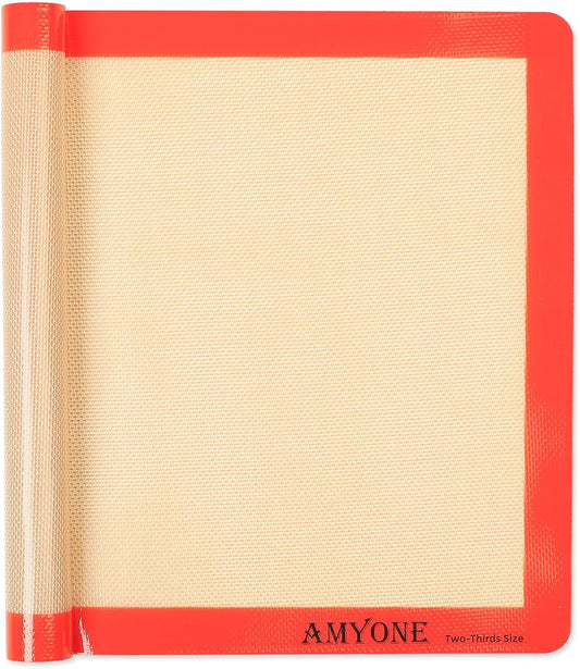 AMYONE Silicone Baking Mats for Two Thirds Size Pan, 2/3 Non-Stick Silicone Baking Sheet Liners for Cookies/Pastries/Chicken/Vegetables, Food Grade Silicone Mat for 15 x 21-inch Big Sheet, 1 PCS