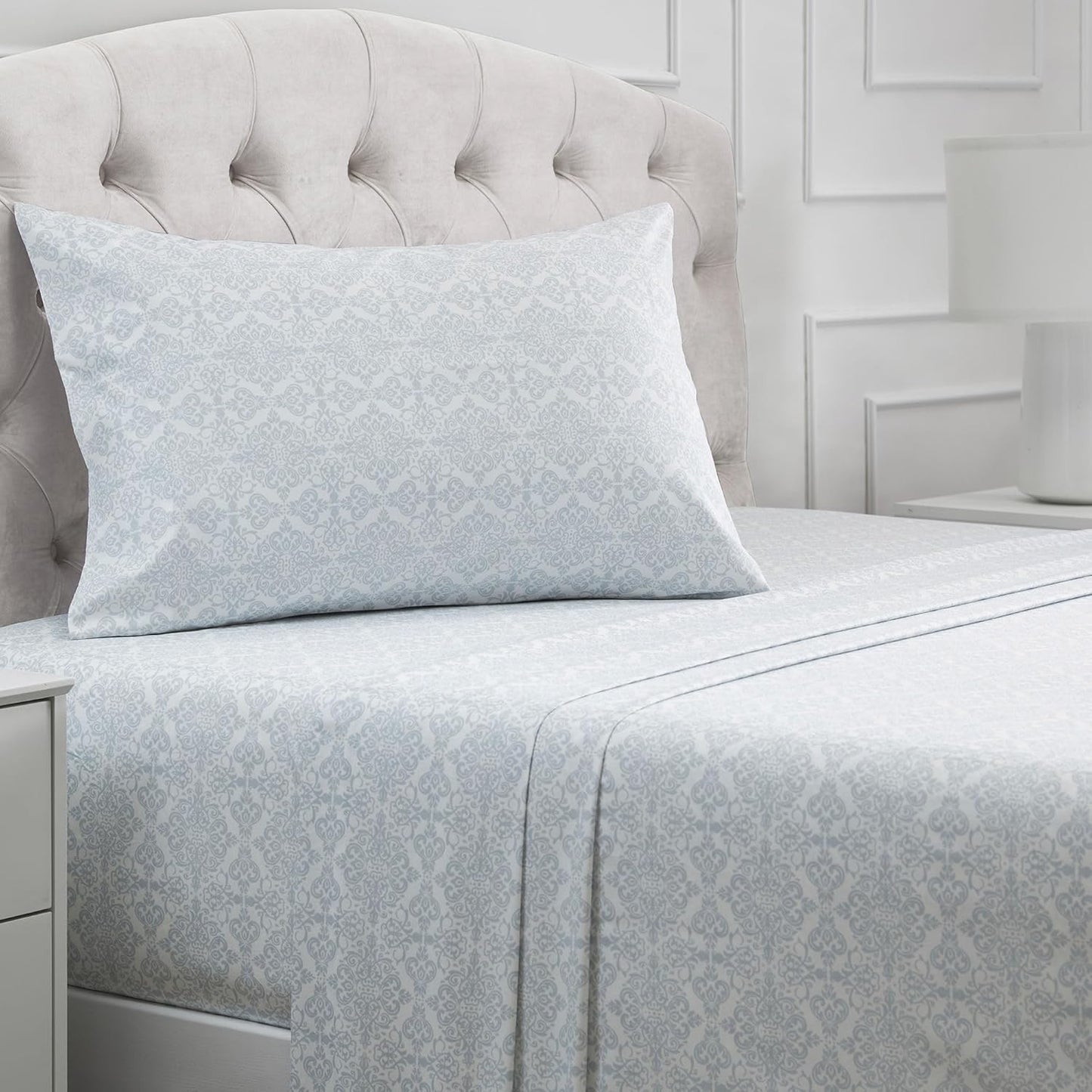 Mellanni Twin XL Sheets Set - 3 PC Iconic Collection Bedding - Hotel Luxury, Extra Soft, Cooling Bed Sheets - Wrinkle, Fade, Stain Resistant (Twin Extra Long, Laced Sky Blue)