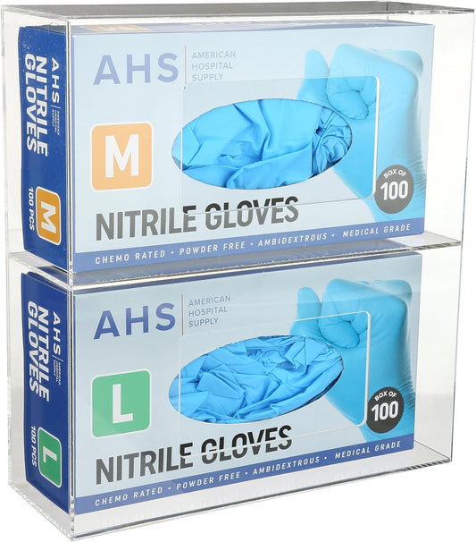 AMERICAN HOSPITAL SUPPLY Wall-Mount Double Glove Dispenser | Clear Acrylic Glove Box Holder with Individual Compartments | Double Layer | 10 x 10.95 x 3.5 in | Gloves Sold Separately
