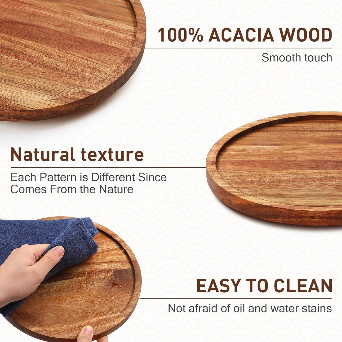 Mumufy 6 Pcs Lazy Susan Turntable Organizer Round Lazy Susan Turntable Tray for Kitchen Counter Pantry Table Organization Cabinet Bathroom(Acacia Wood,9 Inch)