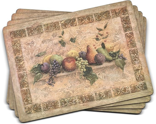 Pimpernel Tuscan Palette Collection Placemats & Coasters Set – (15.7" x 11.7") Cork-Backed Dining Table Accessories with Artistic Italian Design, Heat & Stain Resistant Lacquered Finish