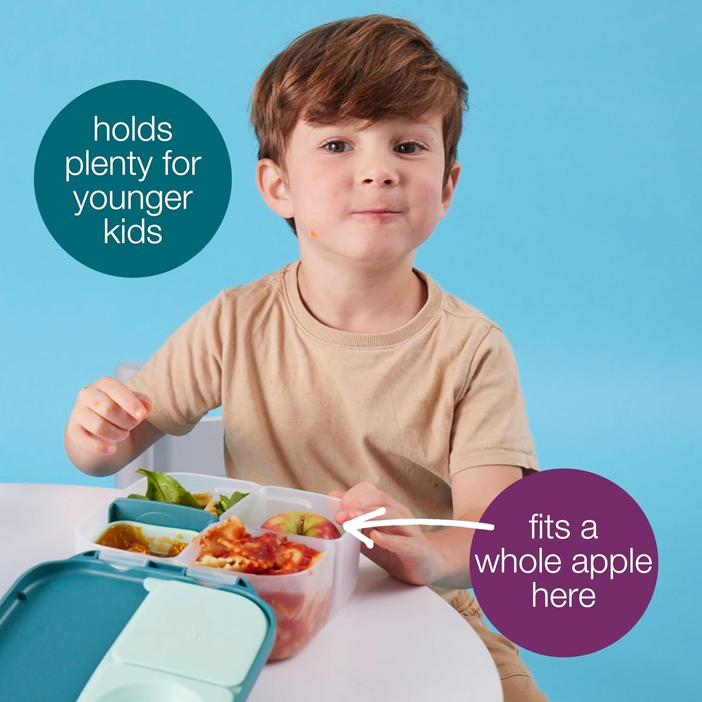 b.box Mini Lunch Box, Bento Box for Kids, Snack Container with 2 Leak Proof Compartments, Reusable Snack Containers with Lids, Kids Lunch Boxes Ages 3+, BPA Free, 4 1/4 Cup Capacity (Lilac Pop)