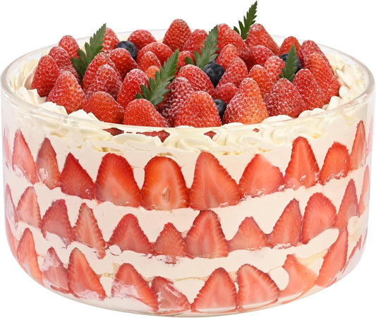 Large Salad Bowl, 10 inch Trifle Bowl Glass 197 oz, Versatile Mixing and Serving Bowls for Laying Ice Cream,Cake,Cupcake,Salad,Fruit,Baking,Dessert and Party Diy, Microwave Safe