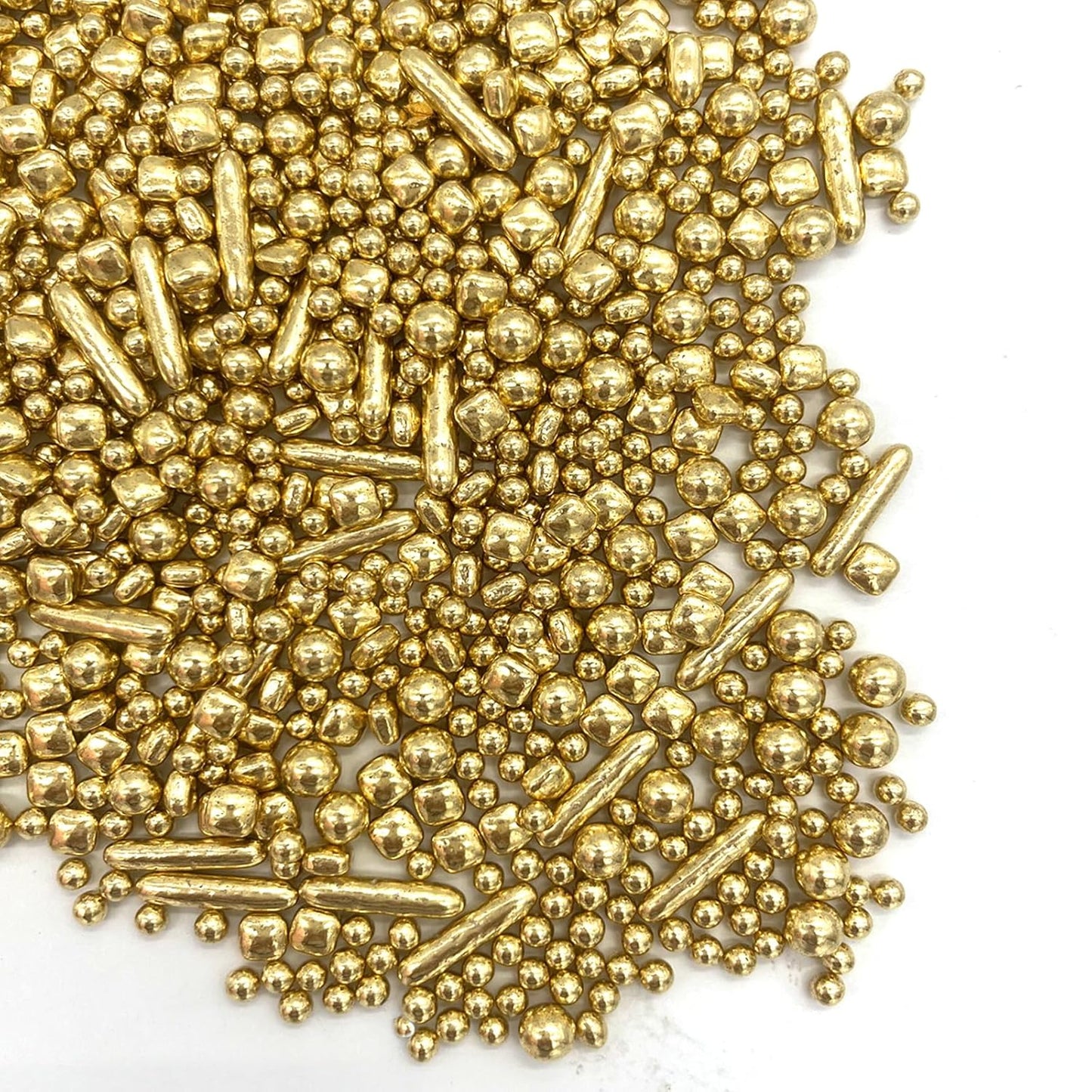 Weraru Edible Gold Sprinkles Pearl Mix Candy Mixing Size Baking Edible Cake Decorations Cupcake Toppers Cookie Decorating Celebrations Wedding Shower Party Chirstmas Supplies 130g/ 4.6oz