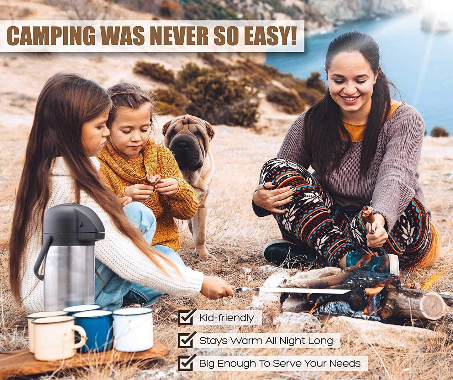 Coffee Carafe for Keeping Hot - 102oz/3L Airpot Coffee Dispenser with Pump - Insulated Stainless Steel Hot Beverage Dispenser for Parties - Thermal Carafe for Hot Drinks Water Tea Chocolate