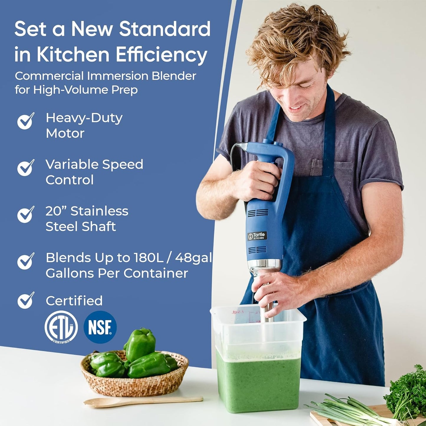 Commercial Immersion Blender, Variable Speed, Heavy Duty 500W, 4000-16000 RPM, 20inch Shaft