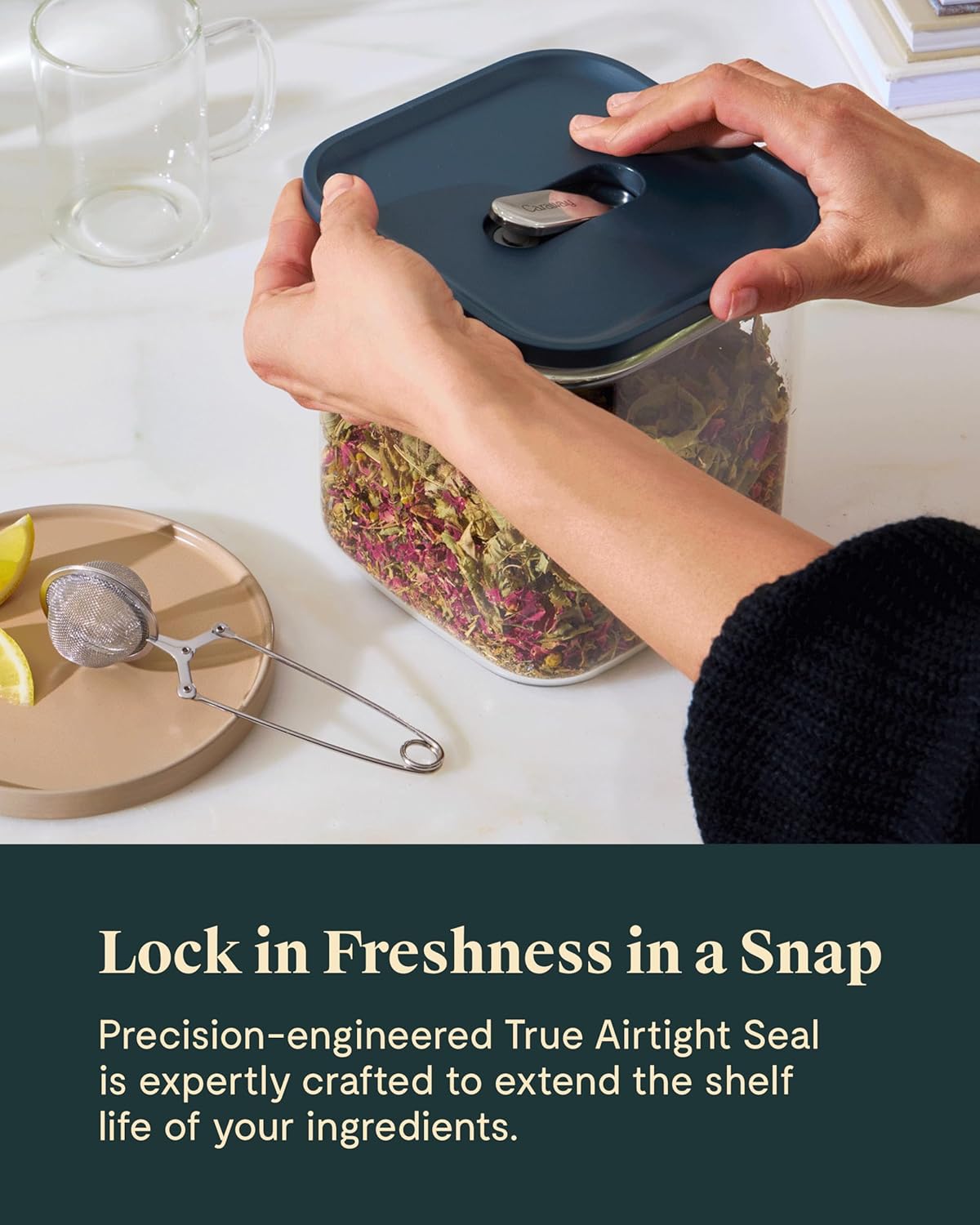 Caraway 14-Piece Glass Airtight Food Storage Containers with Lids – Non-Toxic, BPA-Free Kitchen Storage Containers – Stackable, Space-Saving Airtight Containers for Dry Goods and More - Gray