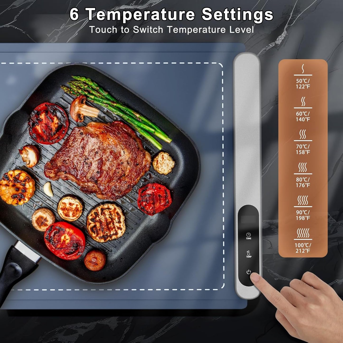 FYY Extra Large Food Warming Mat - Electric Warming Tray with 6 Temperature Settings and 6 Hours Timer, Full Surface Heating Food Warmer, Premium Silicone Heating Tray for Gatherings, Parties, Navy
