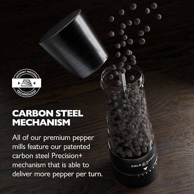 COLE & MASON Derwent Pepper Grinder - Gunmetal Mill Includes Gourmet Precision Mechanism and Premium Peppercorns