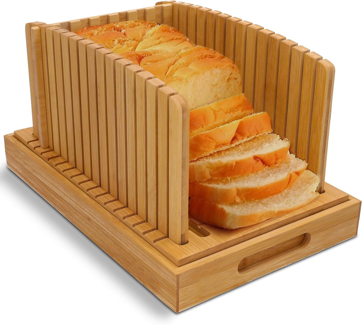 Bread Slicer For Homemade Bread - Compact Sourdough Bread Cutter - Adjustable Homemade Bread Slicer Guide With Crumb/Serving Tray- Easy To Clean Bread Slicer For Sourdough - Sourdough Slicer