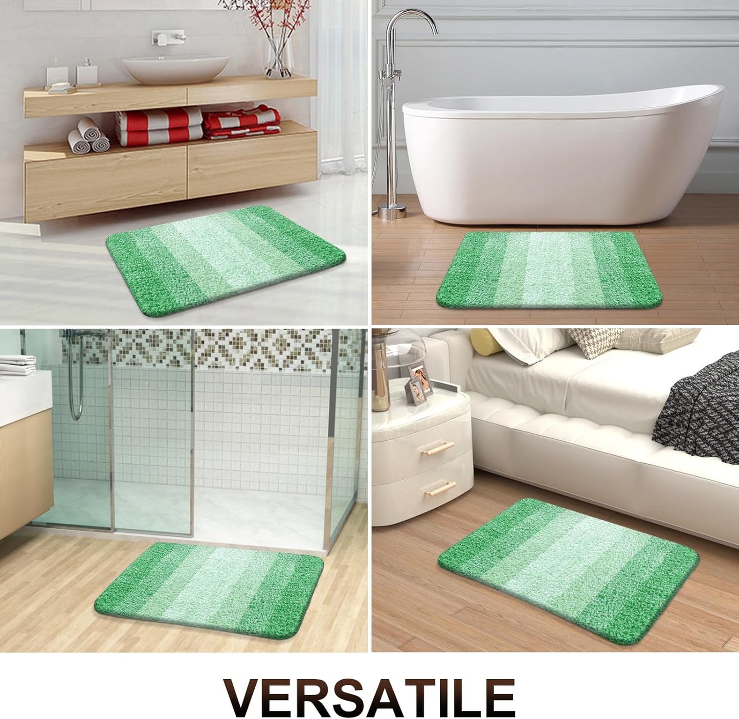 OLANLY Bathroom Runner Rugs 54x24, Extra Soft Absorbent Microfiber Bath Rugs, Rubber Backing, Quick Dry, Machine Washable Bath Mats for Bathroom Floor, Tub and Shower, Home Decor Accessories, Green