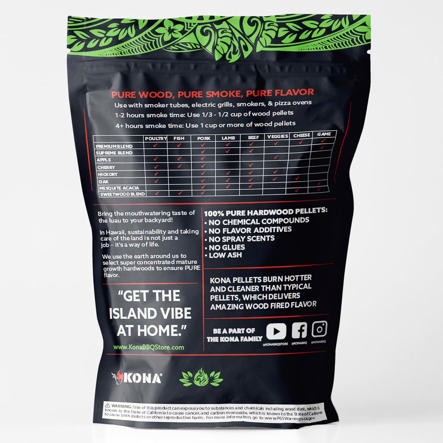 Kona 100% Apple Wood Pellets - Concentrated, Pure, Old Growth Hardwood Grilling Pellets - for BBQ, Smoker Tubes, Grills - 8 lbs 100% Apple