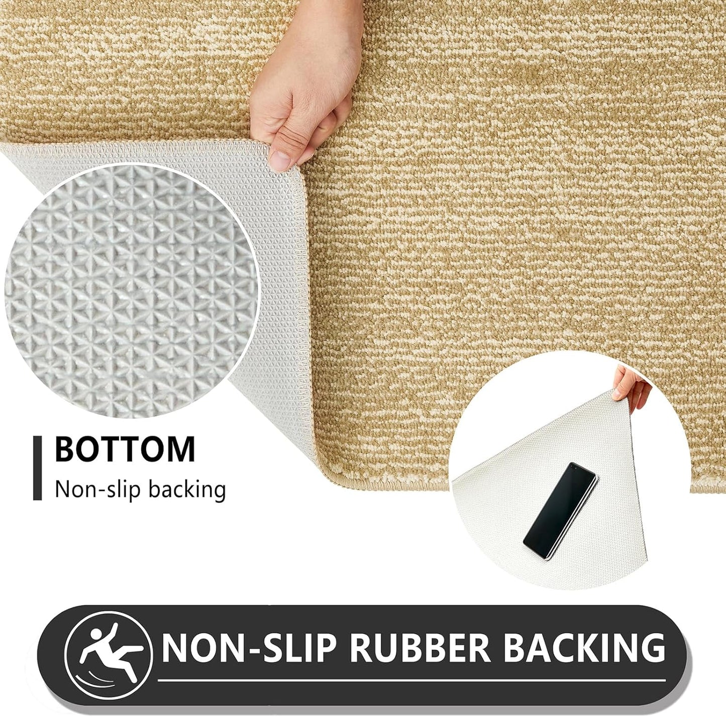 REFETONE Indoor Doormat, Front Door Mat 32"x48" Absorbent Rubber Backing Non Slip Back Door Mats, Washable Low-Profile Inside Floor Mat Door Rugs for Entryway, Resist Dirt Mud Mat for Dogs, Brown