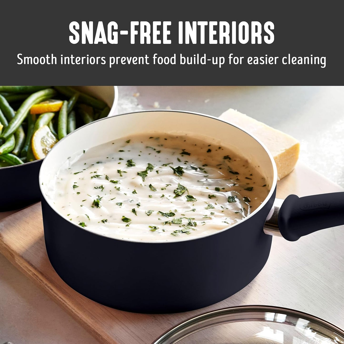 GreenLife 2 Quart Ceramic Nonstick Saucepan with Lid, PFAS-Free, Stay-Cool Handle, Multipurpose Kitchen Cooking Pot, Dishwasher & Oven Safe, Black