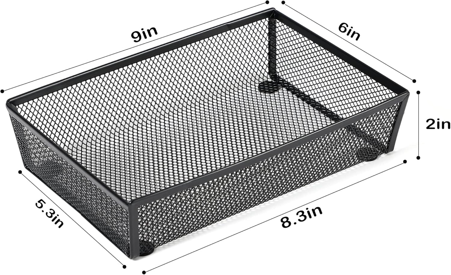 BYCY Silverware Drawer Organizer, Mesh Utensil Organizer for Kitchen Storage, Black Steel Metal Mesh Tray for Flatware Fork Spoon Knife (9x6-4P-Black)