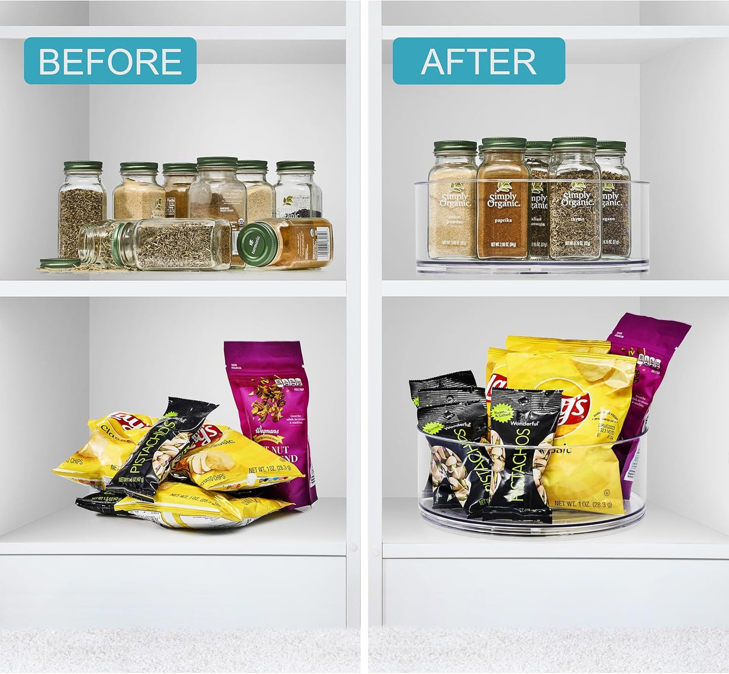 Sorbus 9 Inch Clear Lazy Susan Organizer, Turntable Organizer for Spice Organization for Cabinet, Lazy Susan Turntable for Kitchen, Home, Office, Closet, Classroom, Laundry Room Organization (2-Pack)