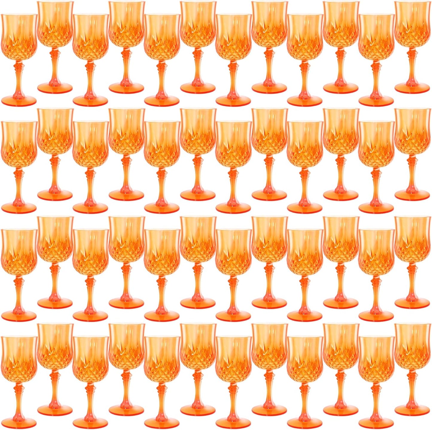 Plastic Wine Glasses，Plastic Goblets Vintage Style Cordial Drinking Glasses for Wedding Reception, Grand Event Party Supplies (48, Pumpkin orange)