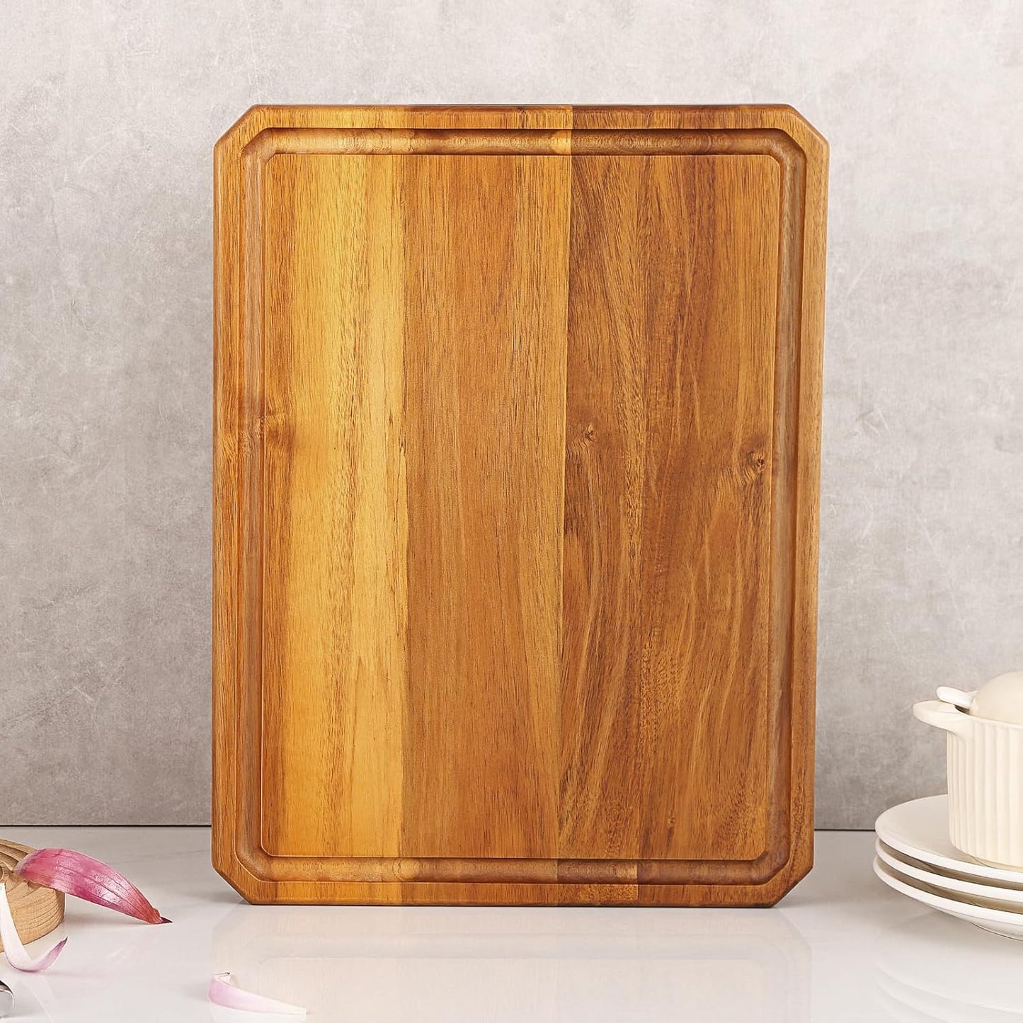 Acacia Wood Cutting Boards for Kitchen,Large Wooden Cutting Boards for Chopping Meat, Cheese, Fruits, and Vegetables，Extra Large Charcuterie Board with Handles, Juice Groove