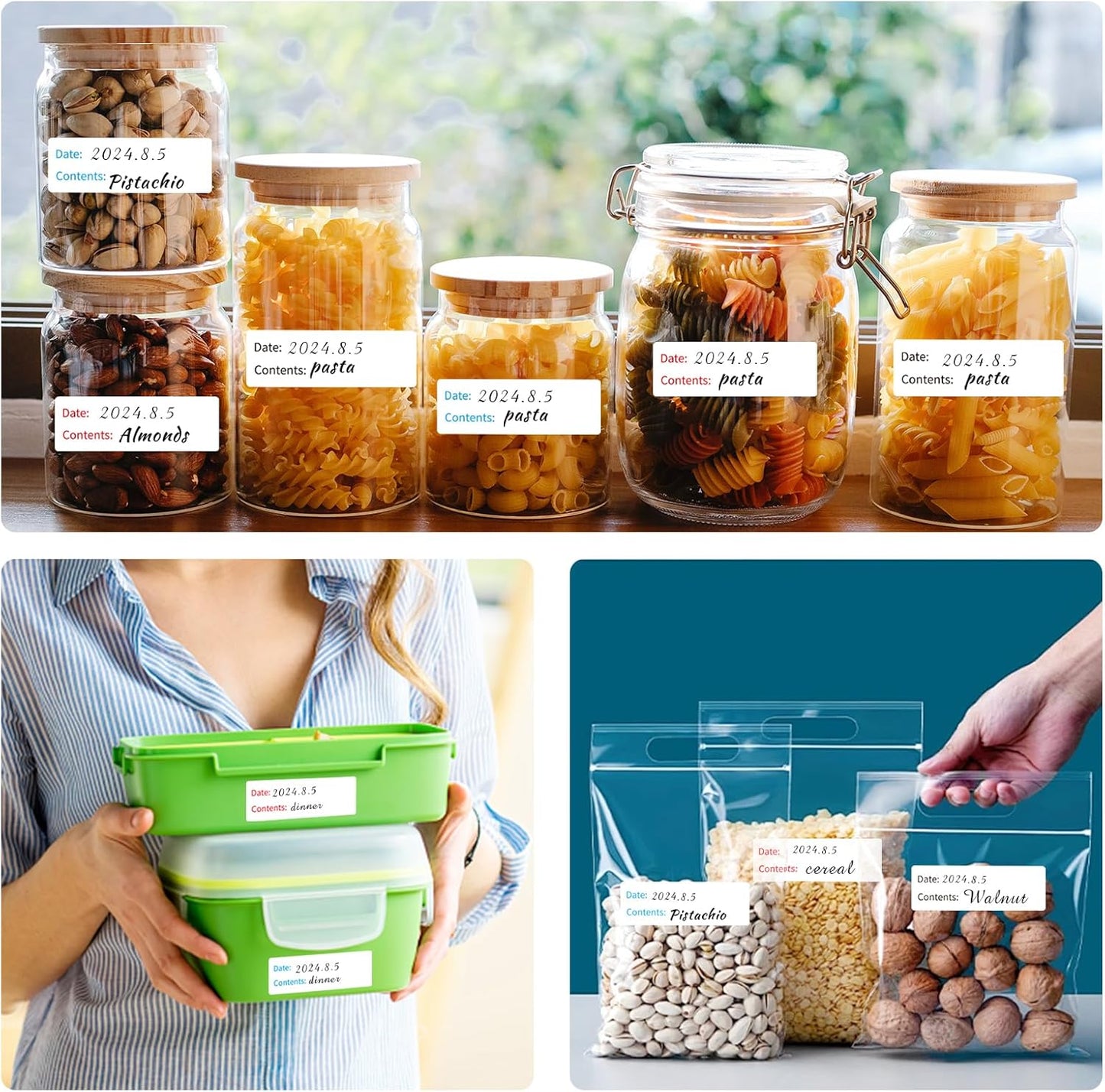 Removable Freezer Labels,3 Clors 1 x 3 Inch Food Storage Stickers, Refrigerator Freezer Paper Label Easy Clean Leaves No Residue,Food Labels Roll