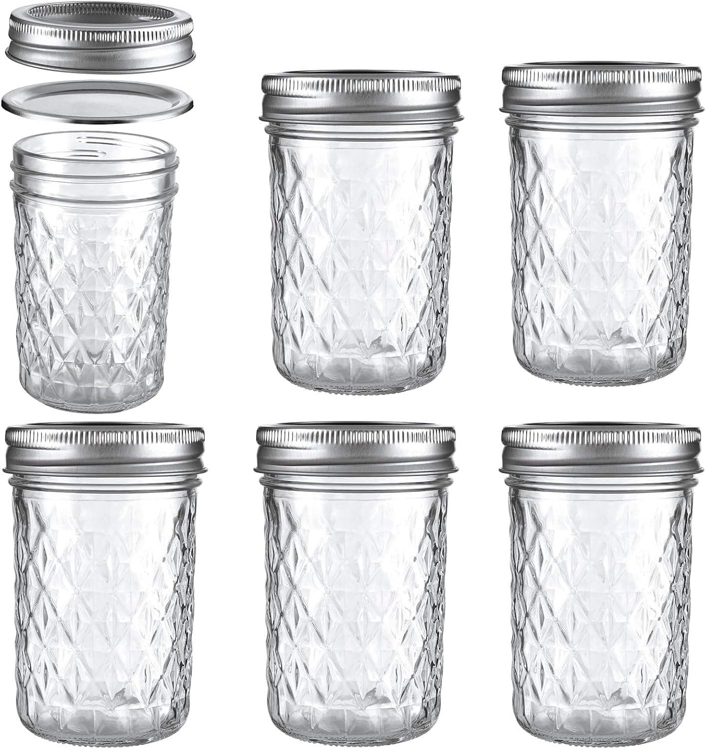 Mason Jars Airtight Lids Glass Canning Jars 8oz/250ml Regular Lids Spice Jars Honey Jars for Yogurt,Jam,Spice,Overnight Oats Canning, Preserving,Decorations,Jelly,Dessert,6 Pack (8 oz)