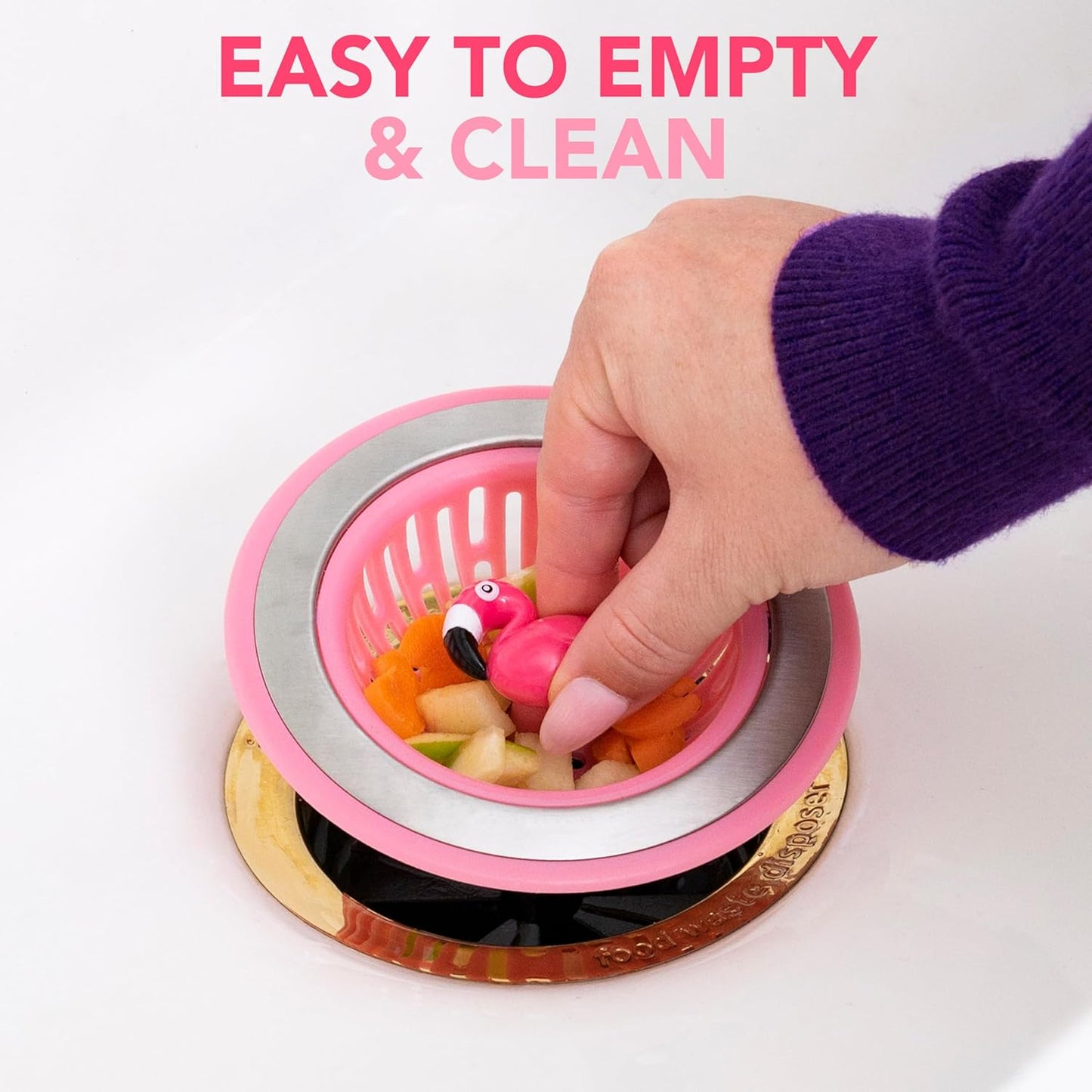 Joie Flamingo Kitchen Sink Strainer Basket, Drain Cover, Pink, 1 Count