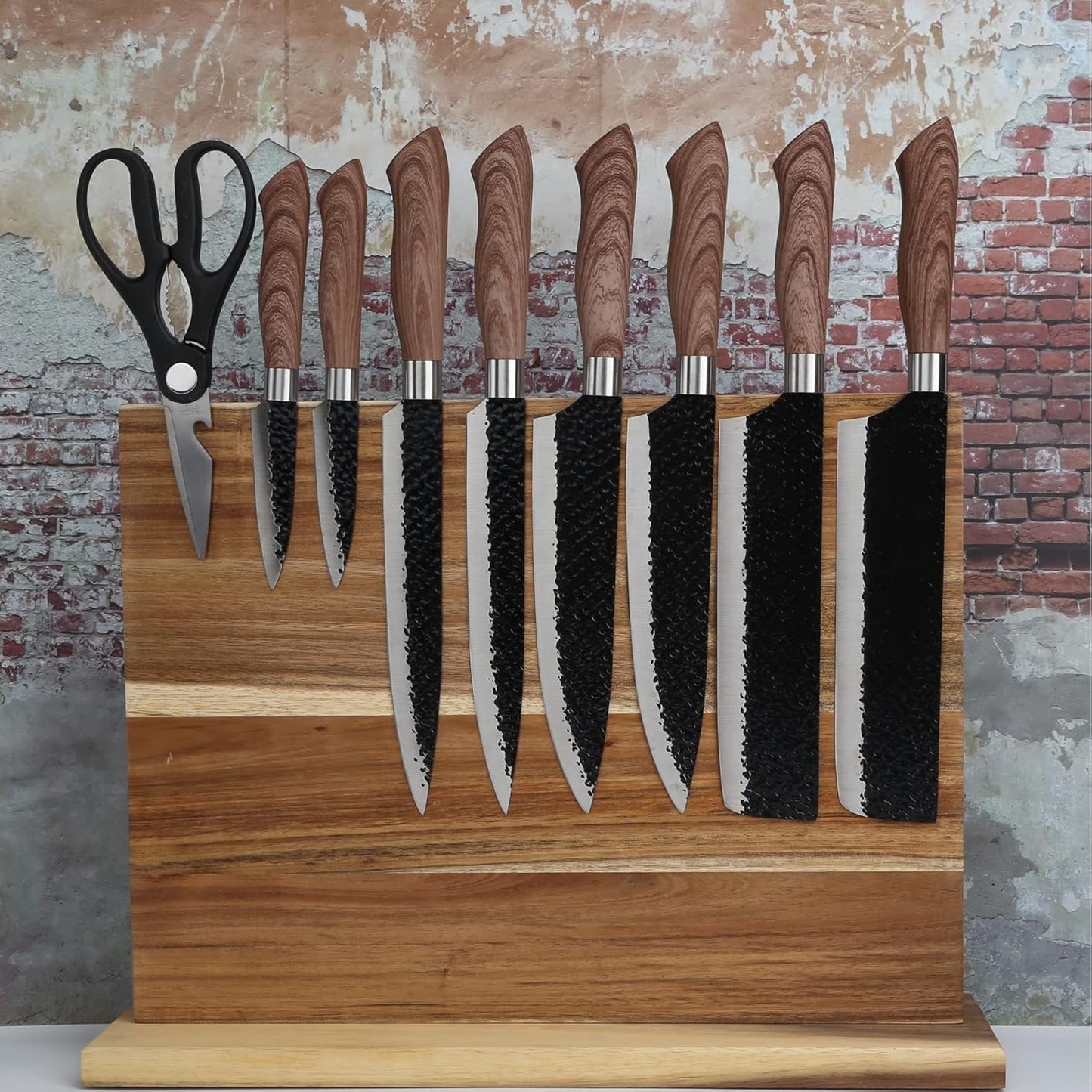 Resafy Large Magnetic Knife Holder,Acacia Wooden Magnetic Knife Block 16 X 12 Inches,Rack Magnetic Universal Stands with Strong Enhanced Magnets Strip Kitchen Storage Cutlery Organizer Without Knifves