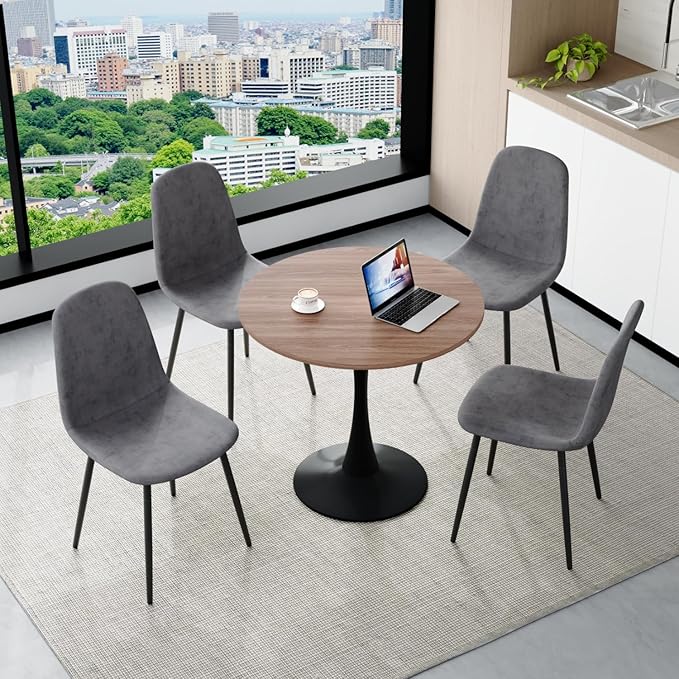 32" Round Dining Table Set for 4, Breakfast Table Set for 4, Round Kitchen Table and Chairs Set for Apartment,Break Room, Bistro,Living Hall, Small Space