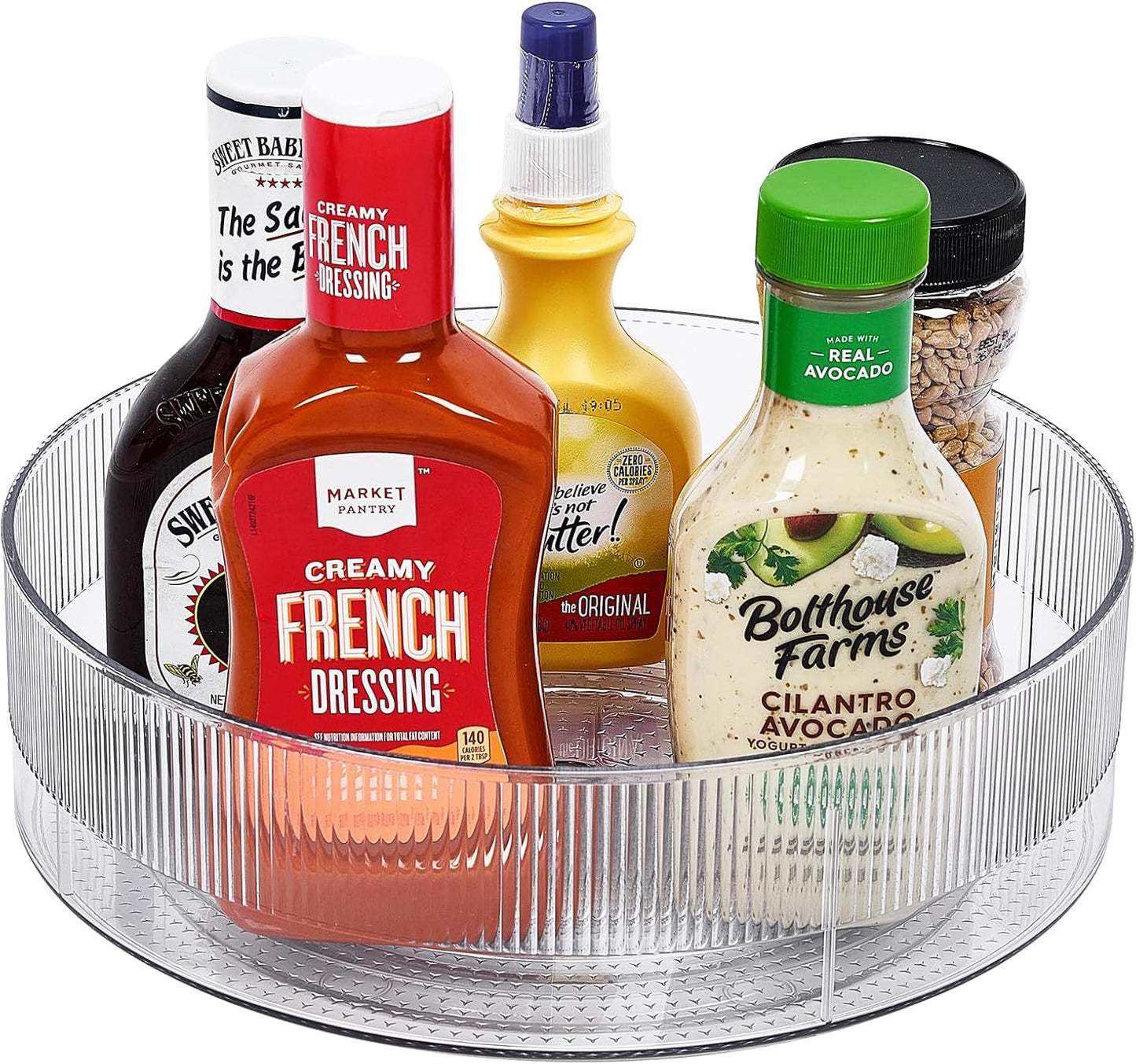 FreshKeeper Plastic Lazy Susan Organizer, Clear Pantry Lazy Susan Turntable for Cabinet and Kitchen 11’’