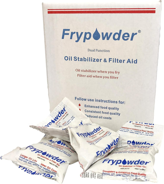 MirOil P32B Fry Powder Oil Stabilizer Filter Aid, 32 x Size B Portion Pack (240 ML Each), Deep Fryer Cooking Oil Saver, Removes Carbon Deposits