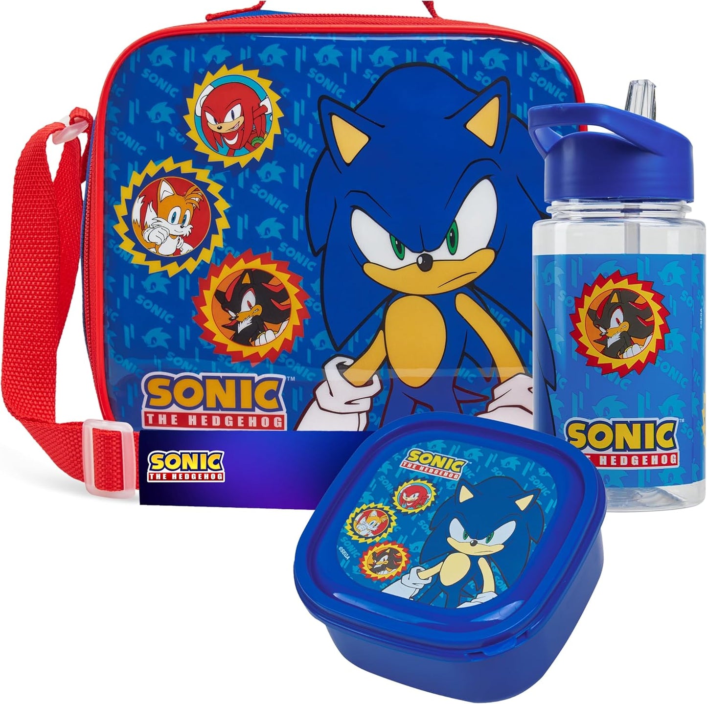 Get Trend SONIC THE HEDGEHOG Kids Lunch Bag Set 3 Pc with Leak Proof Water Bottle and Small Lunch Box Insulated for School Daycare Travel (Sonic)