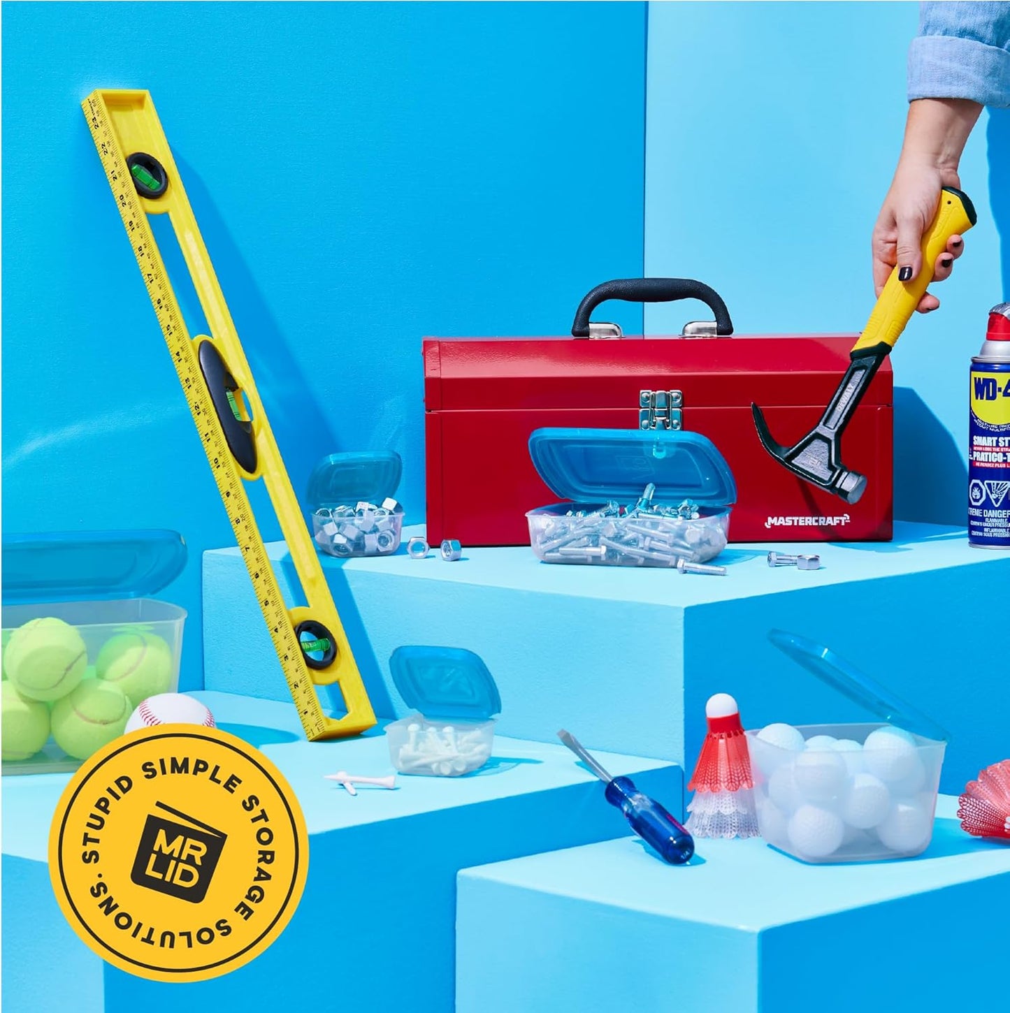 Premium Attached Food Storage Containers, Permanently Attached Plastic Lid, Never Lose & Space Saving Organization (17 Pack)