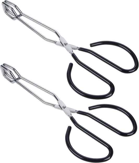 MSY BIGSUNNY Stainless Steel Scissor Tongs Heavy Duty Cooking Tongs with Soft Handles (2, black 10" + 10")