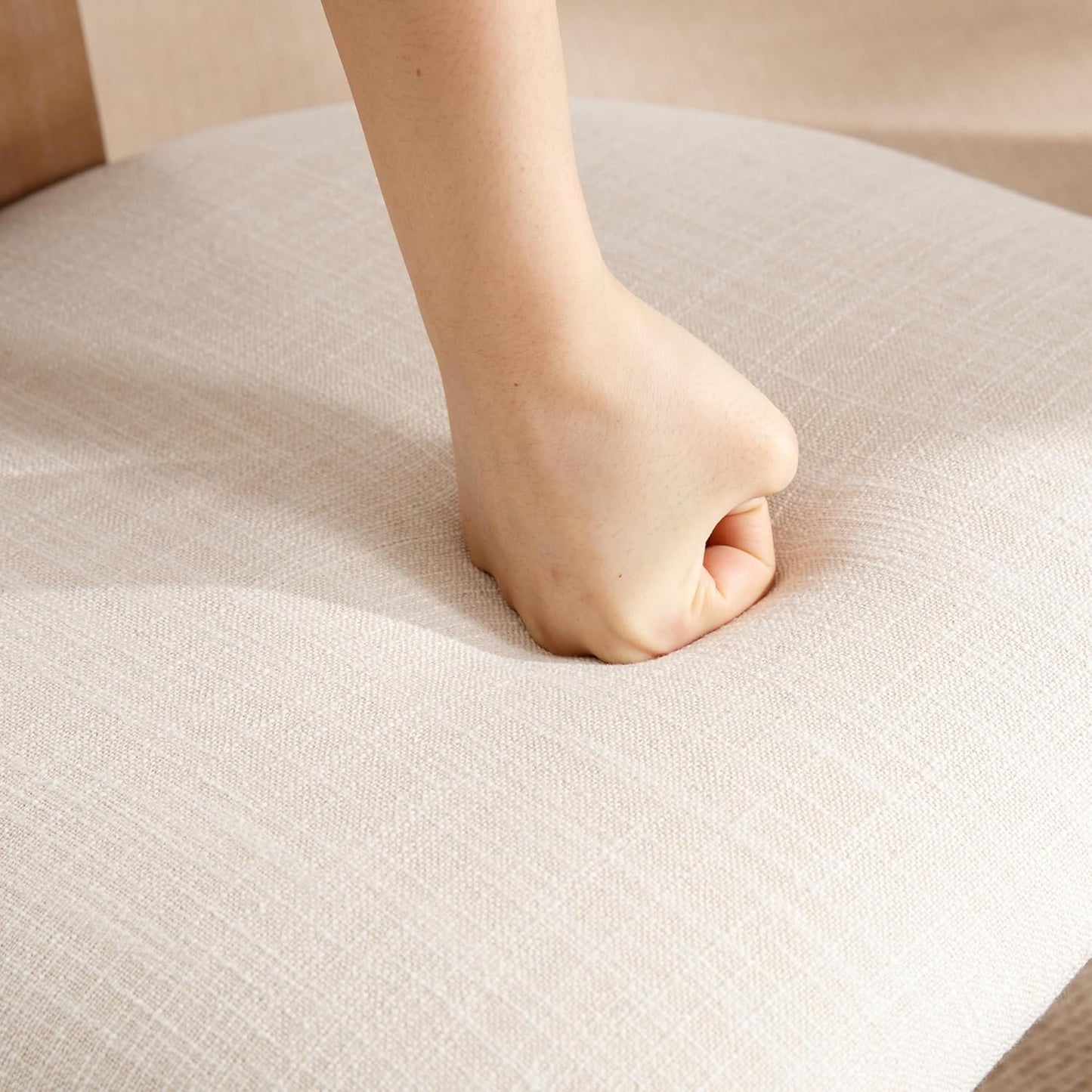 chairus Dining Chairs Set of 6 Linen Fabric Diner Chairs Farmhouse Wood Chairs for Kitchen and Dining Room, Beige