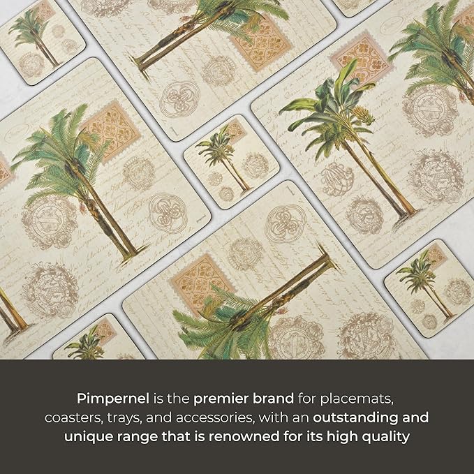 Pimpernel Wild Apple Vintage Study Coasters, Set of 4 – 4.25" Square Cork-Backed Drink Mats with Botanical Tree Artwork, Heat & Stain Resistant Surface Protectors for Dining & Kitchen Use
